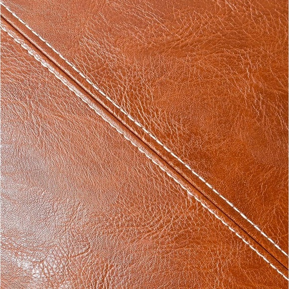 Fancy Homi Boho Brown Faux Leather Throw Pillow Set 2 Pack - Picture 5 of 6